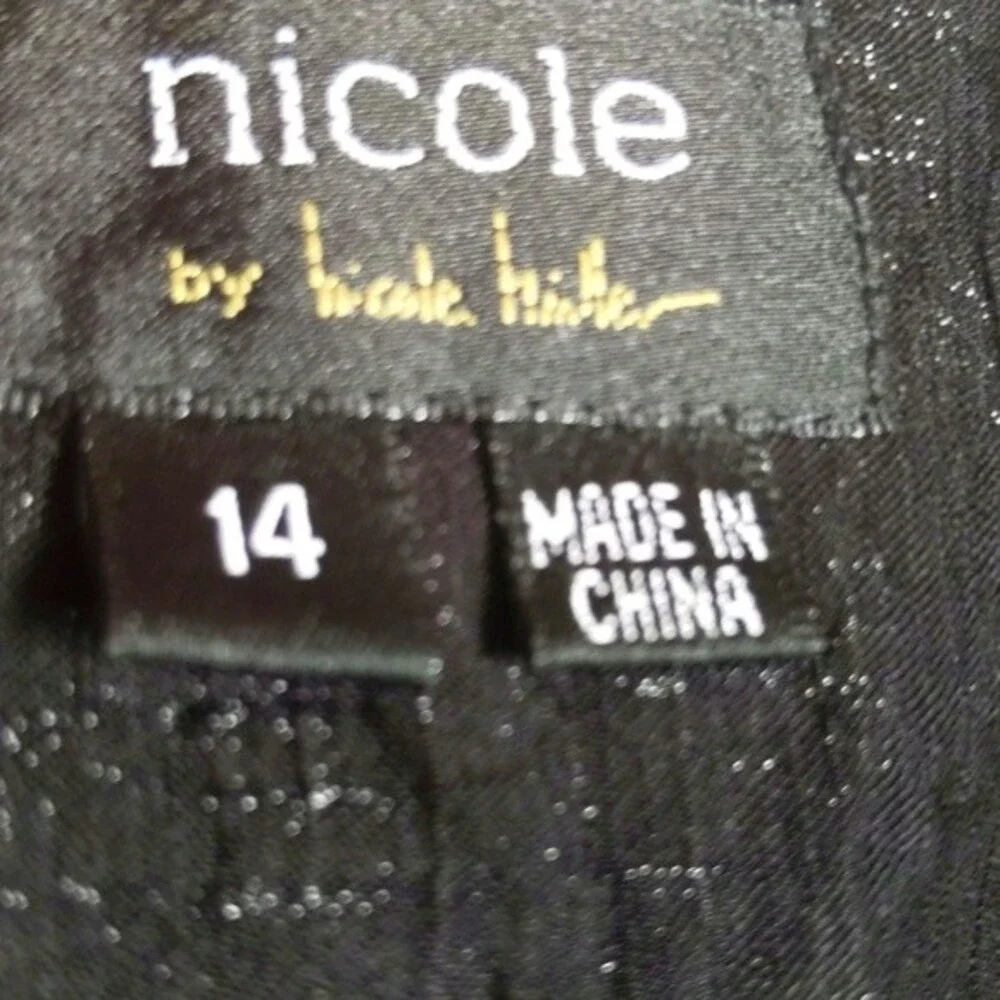 Nicole by Nicole Miller "Jungle Out" black pleated metallic NWT skirt 14 - Picture 7 of 9